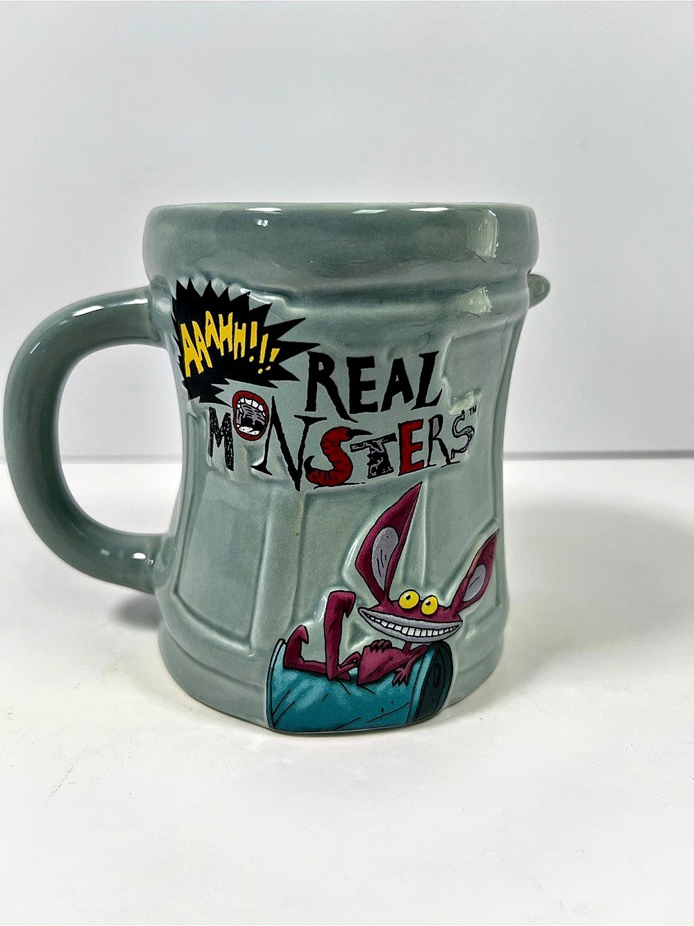 Aaahh Real Monsters Trash Can Mug 20 oz Ceramic Silver Buffalo Nickelodeon 90s
